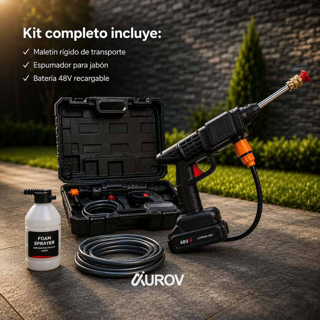 Pistola Hidrolavadora Inalámbrica PRO 48V – Kit Completo con Maletín